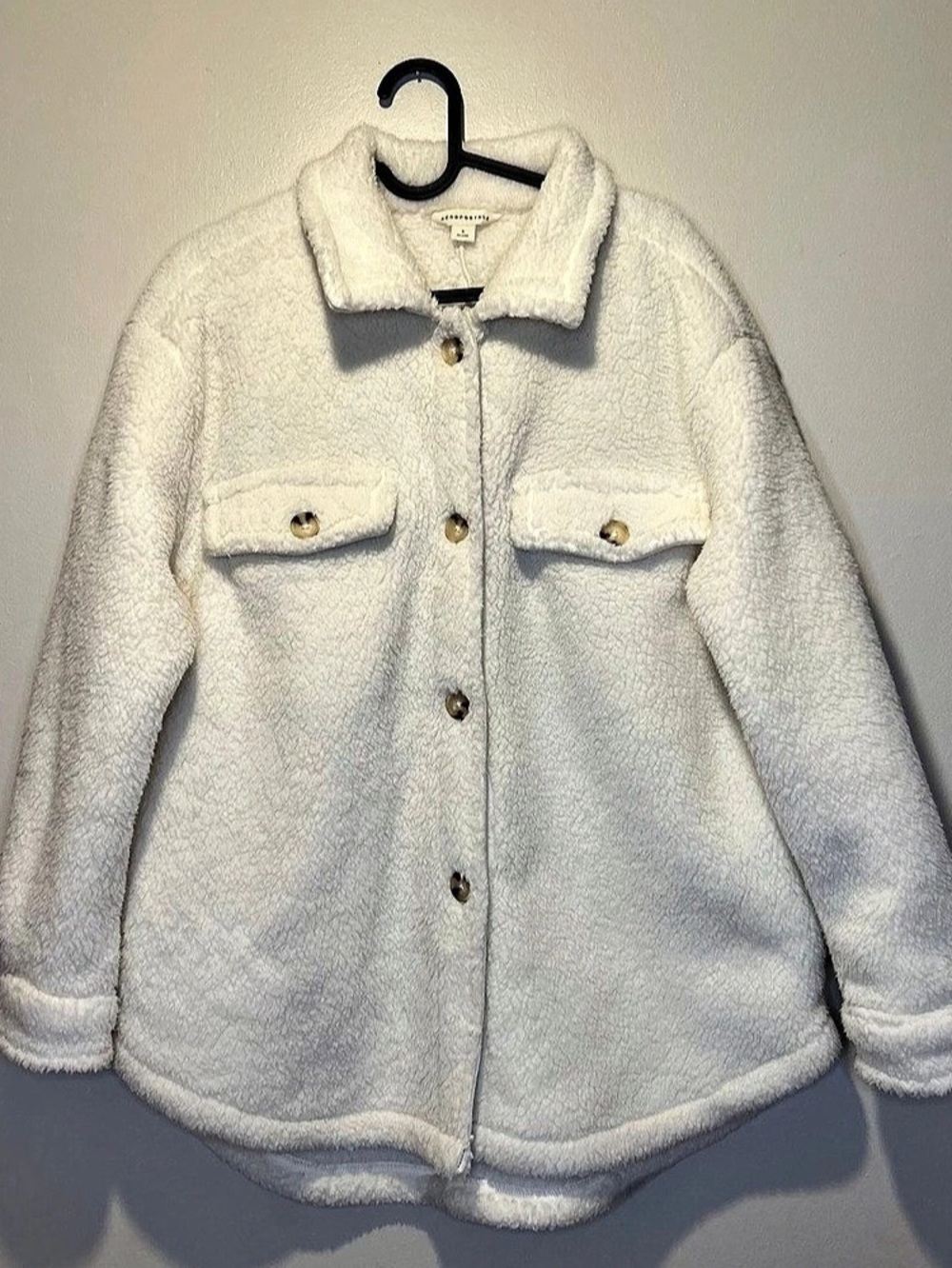 Aeropostale Women’s Small Ivory Sherpa Teddy Fleece Button Shacket Jacket